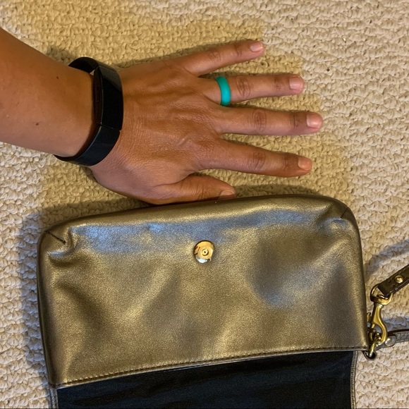 Coach wristlet, gold/pewter with strap change - Picture 4 of 7
